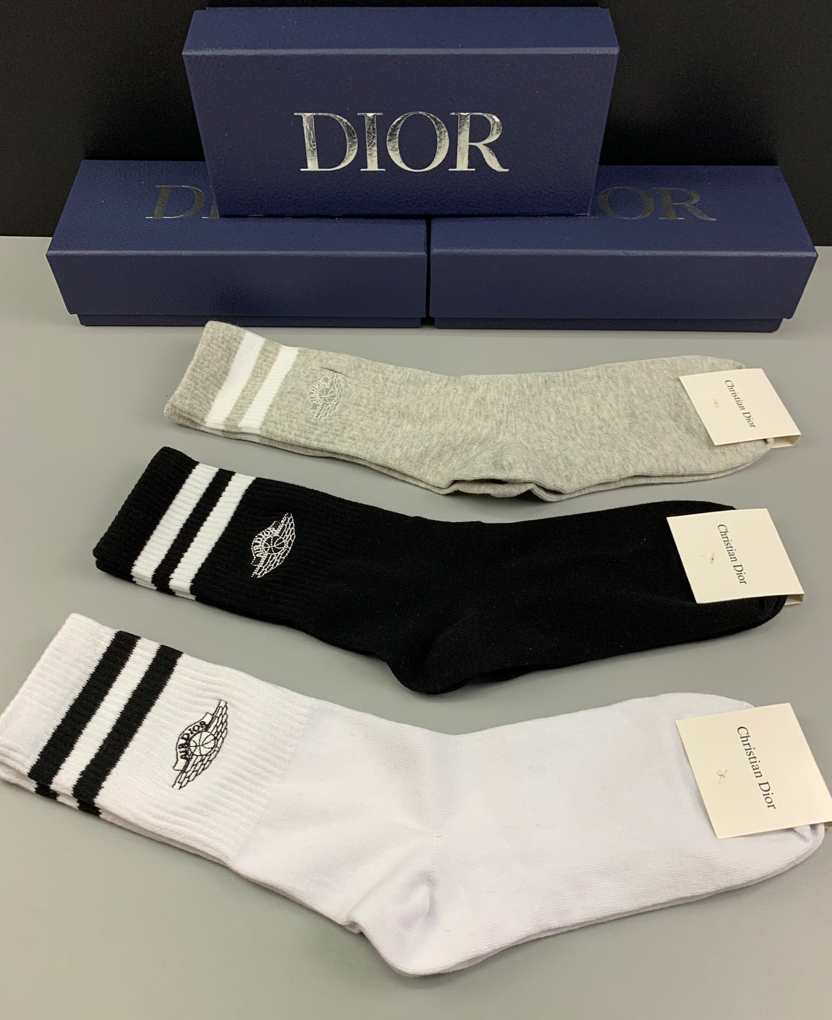 Dior Black White Cream Side Stripe Men's Briefs, image 1