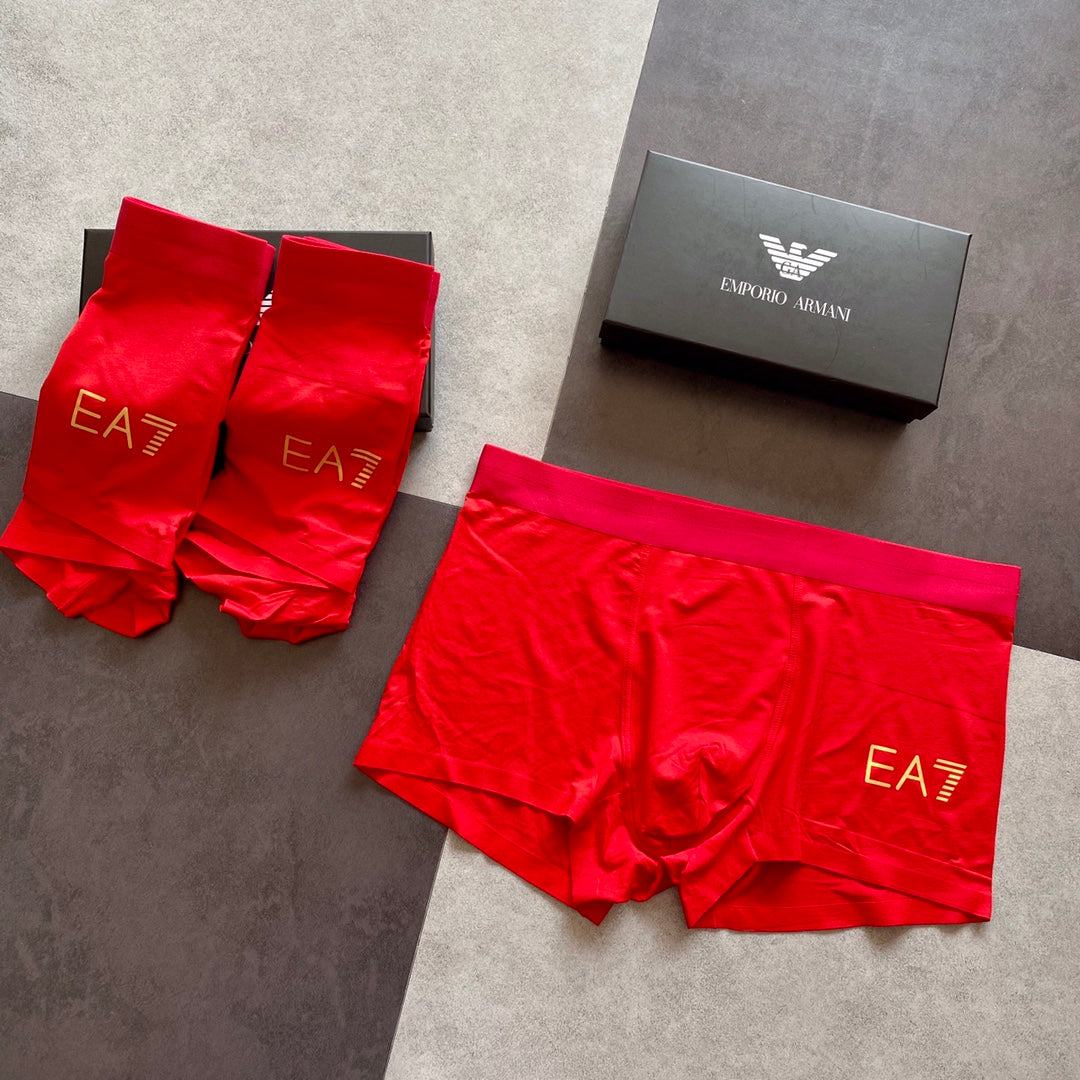 Armani Red Gold-Letter Boxer Briefs, Box of 3, gallery image 2