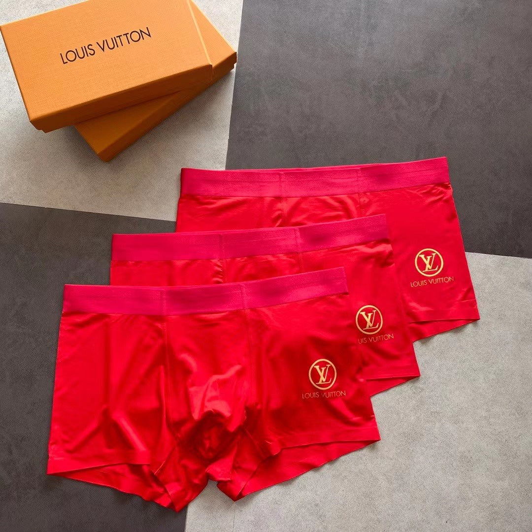 Louis Vuitton Red Small Gold Floral Motifs Boxer Briefs, image 1