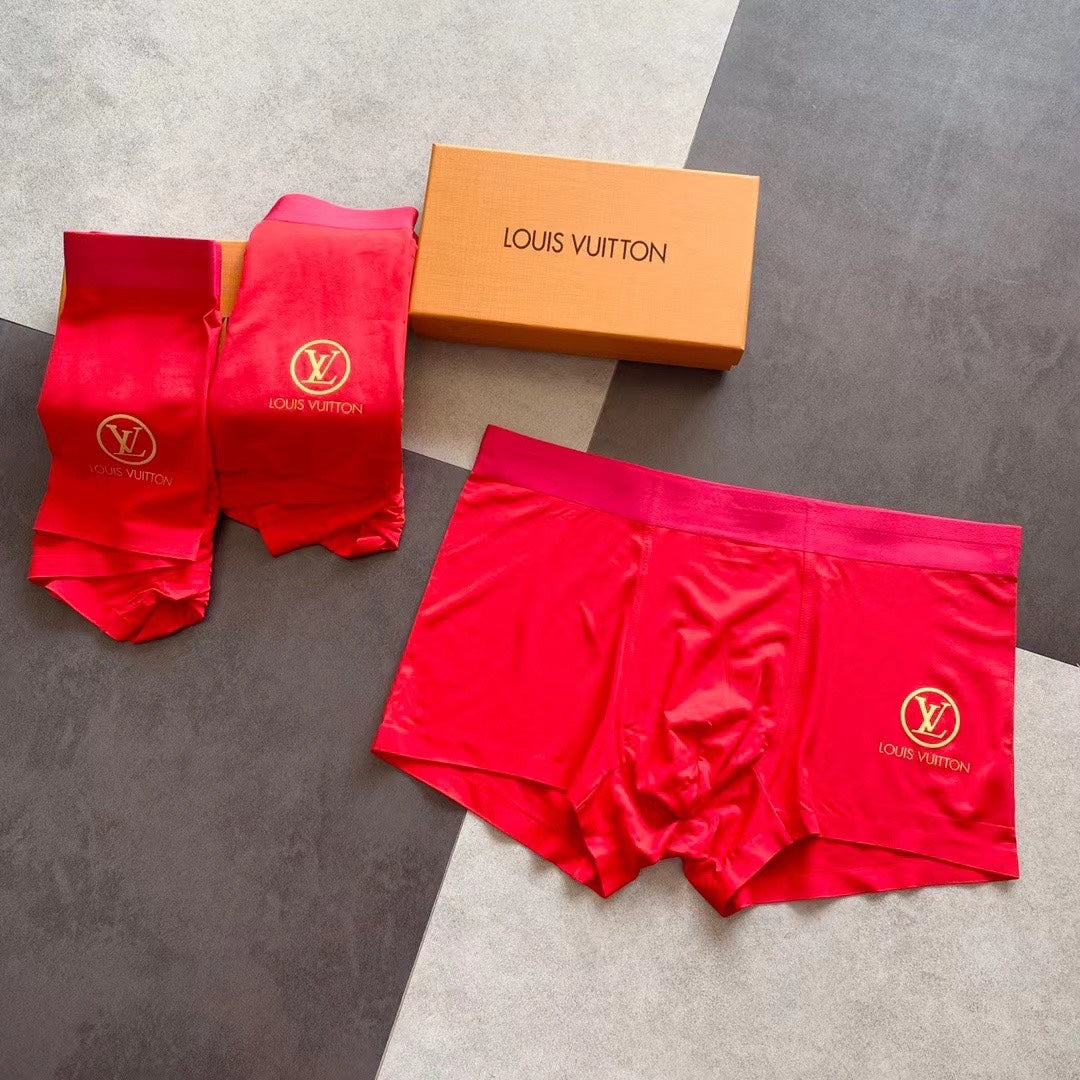 Louis Vuitton Red Small Gold Floral Motifs Boxer Briefs, image 2
