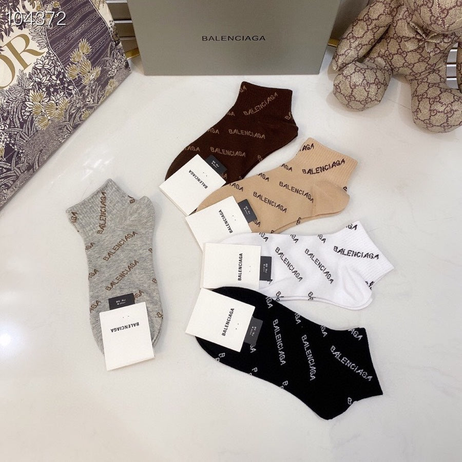 Balenciaga Brown Cream Black Small Emblems Crew Socks, image 8