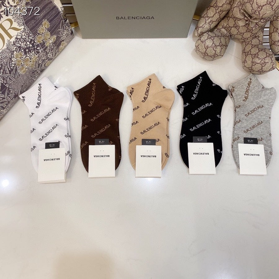 Balenciaga Brown Cream Black Small Emblems Crew Socks, image 1