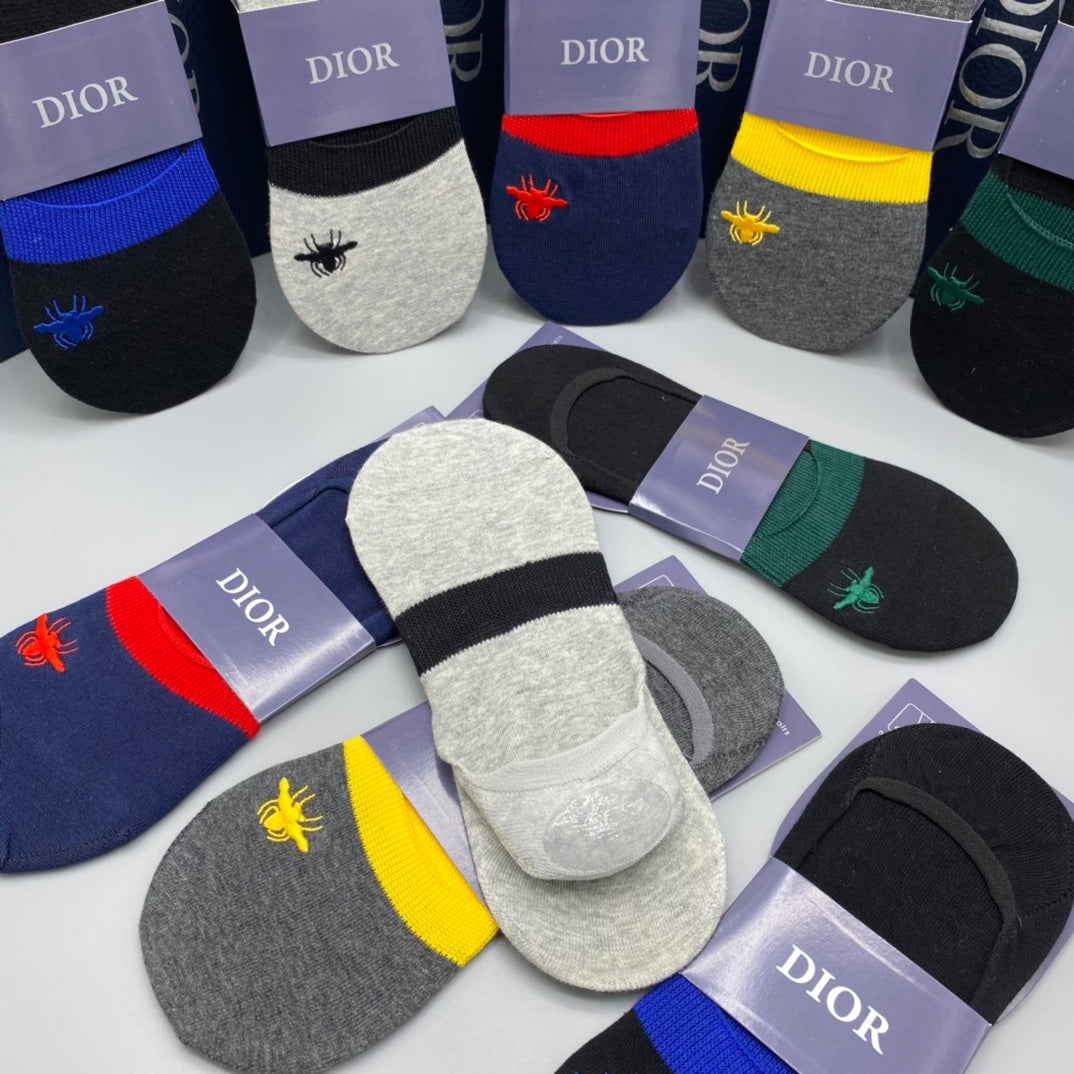 Dior Packaged Neutral Colour Blocks No-Show Socks, image 9