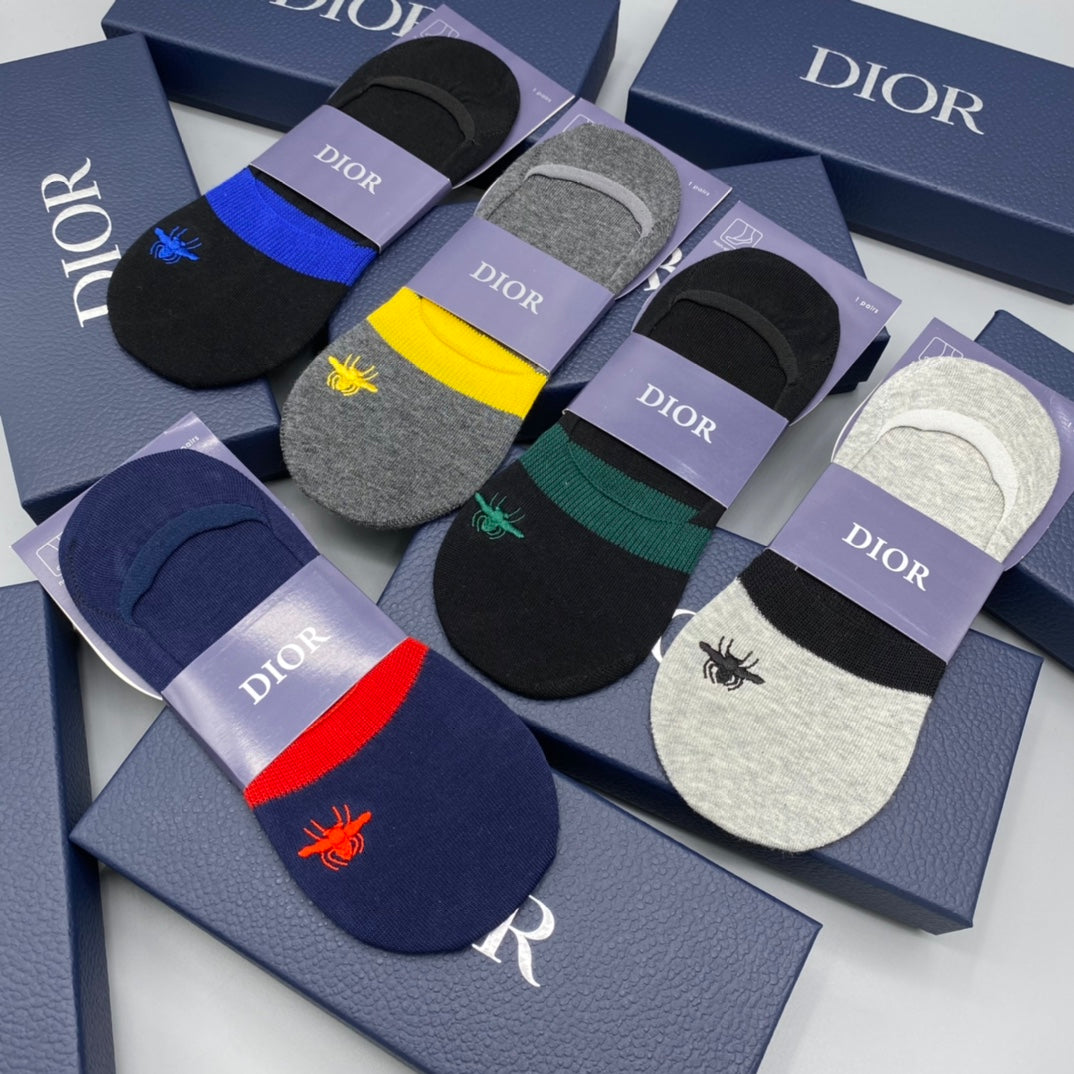 Dior Packaged Neutral Colour Blocks No-Show Socks, image 5