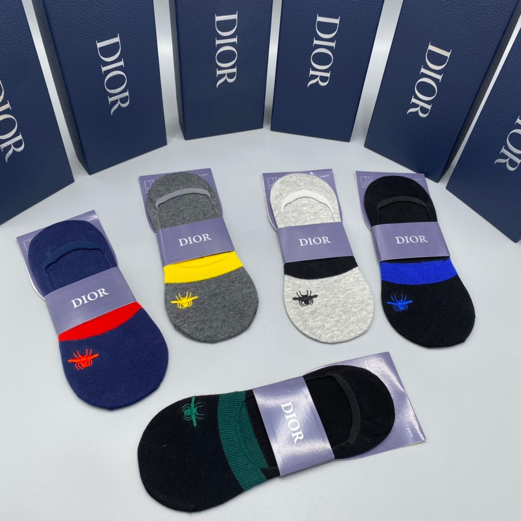 Dior Packaged Neutral Colour Blocks No-Show Socks, image 8