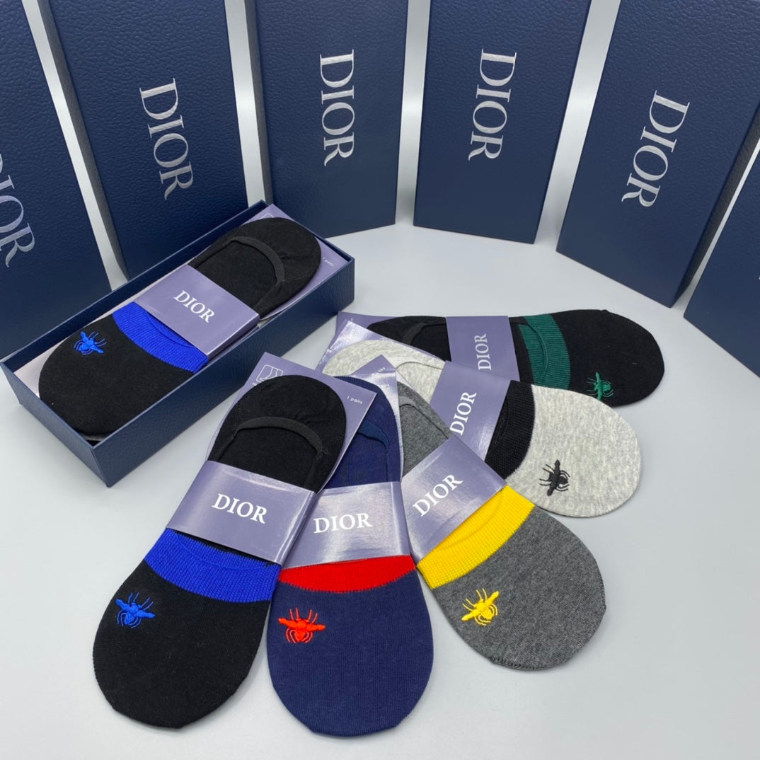 Dior Packaged Neutral Colour Blocks No-Show Socks, image 7