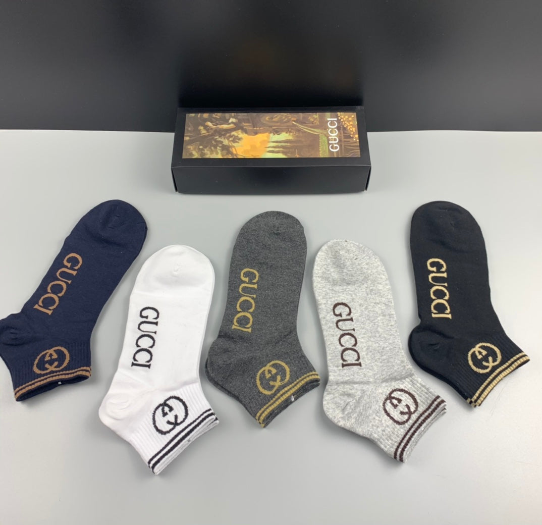 Gucci Muted Gold Lettering Low Cut No-Show Socks, image 1