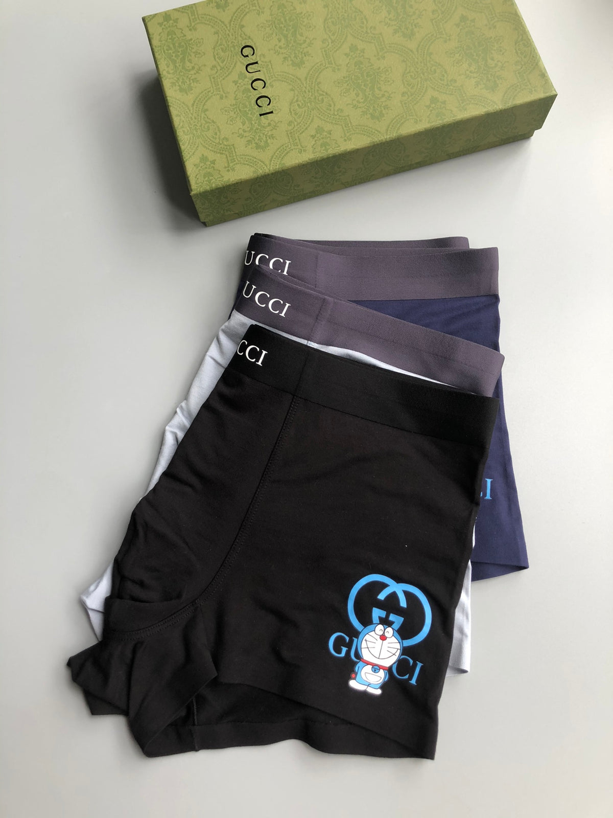 Gucci Boxed Grey Blue Wordmark Bands Boxer Briefs, image 8