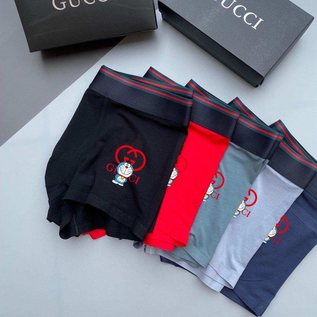 Gucci Red Grey Navy Cartoon Patch Boxer Briefs, image 1