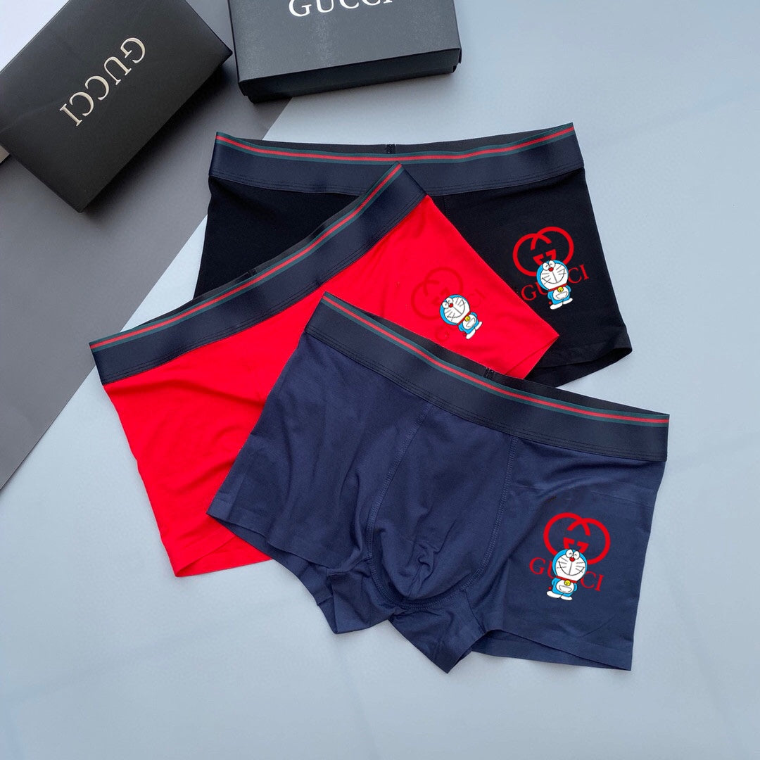 Gucci Red Grey Navy Cartoon Patch Boxer Briefs, image 2