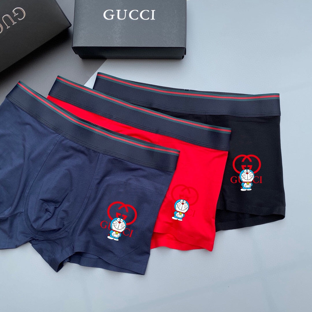 Gucci Red Grey Navy Cartoon Patch Boxer Briefs, image 3