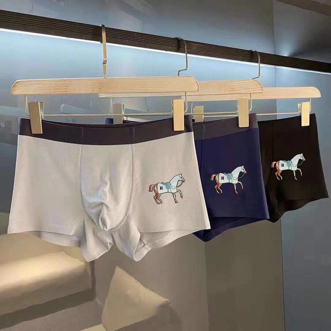 Hermès Neutral Hanging Horse Motifs Boxer Briefs, image 1