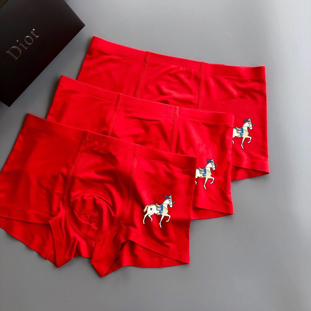 Dior Red Small White Horse Trio Boxer Briefs, image 2
