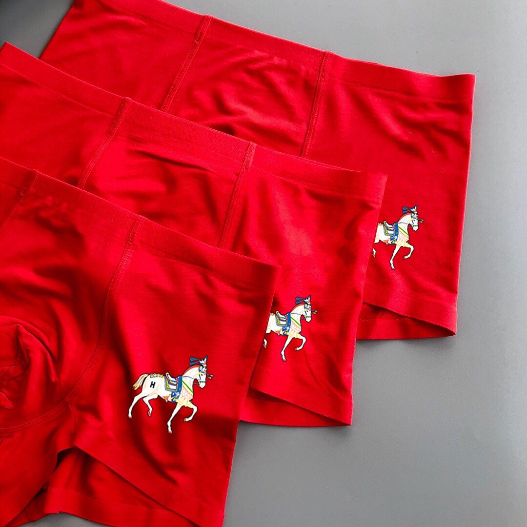 Dior Red Small White Horse Trio Boxer Briefs, image 4