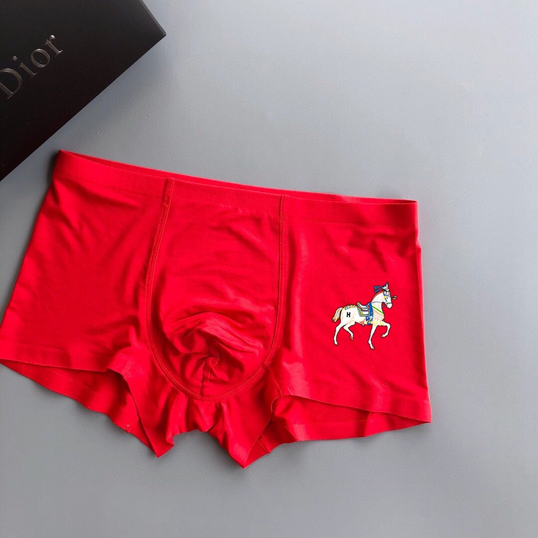 Dior Red Small White Horse Trio Boxer Briefs, image 3
