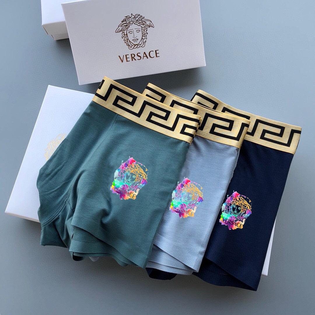 Versace Blue Teal Small Pink Patch Boxer Briefs, image 4