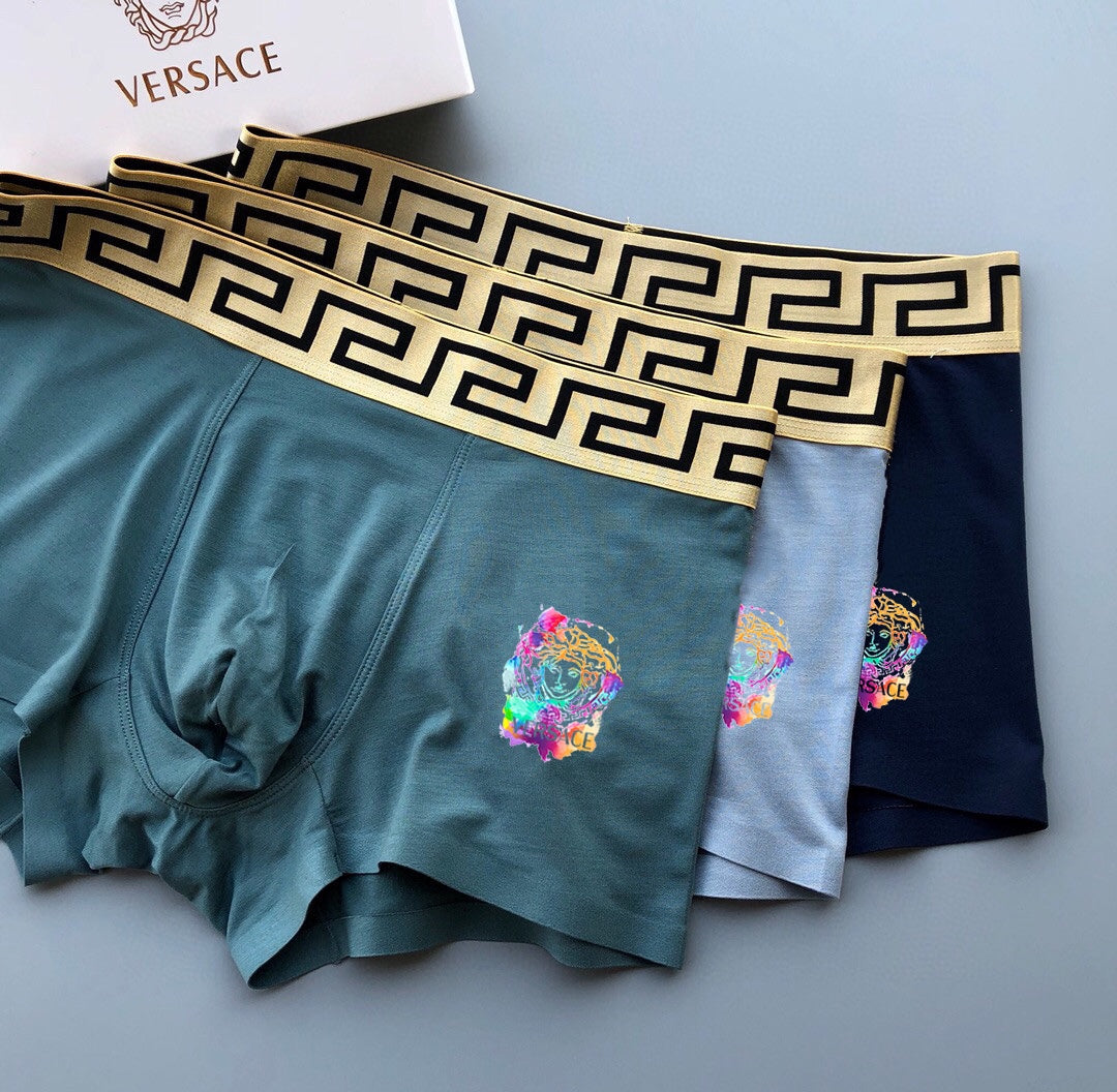 Versace Blue Teal Small Pink Patch Boxer Briefs, image 3