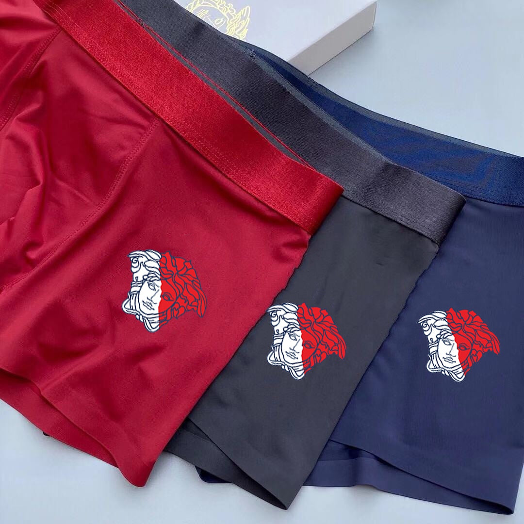 Versace Red Grey Blue Cartoon Patch Boxer Briefs, image 3