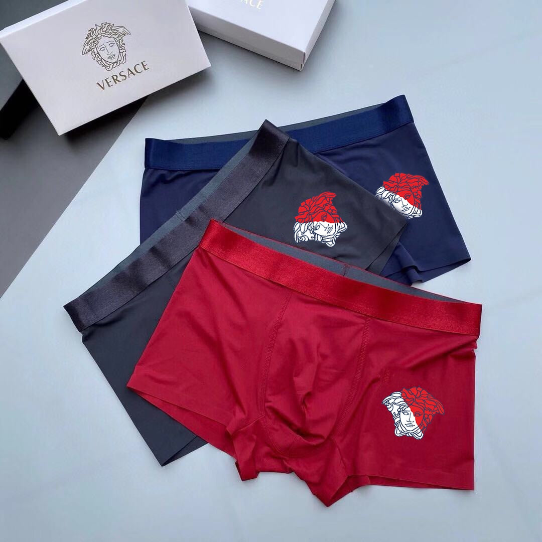 Versace Red Grey Blue Cartoon Patch Boxer Briefs, image 1