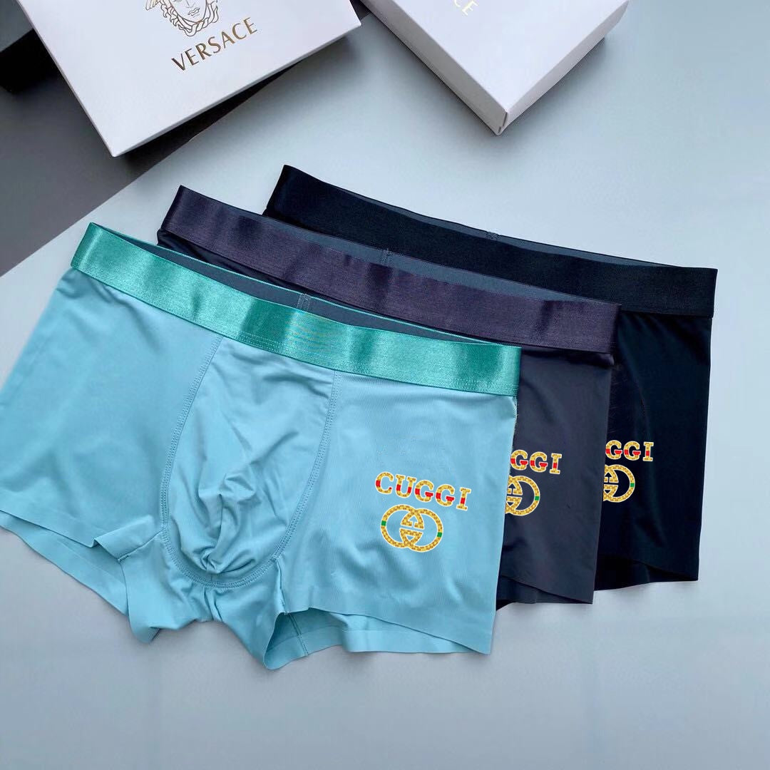Gucci Teal Blue Gold Wordmarks Boxer Briefs, image 1