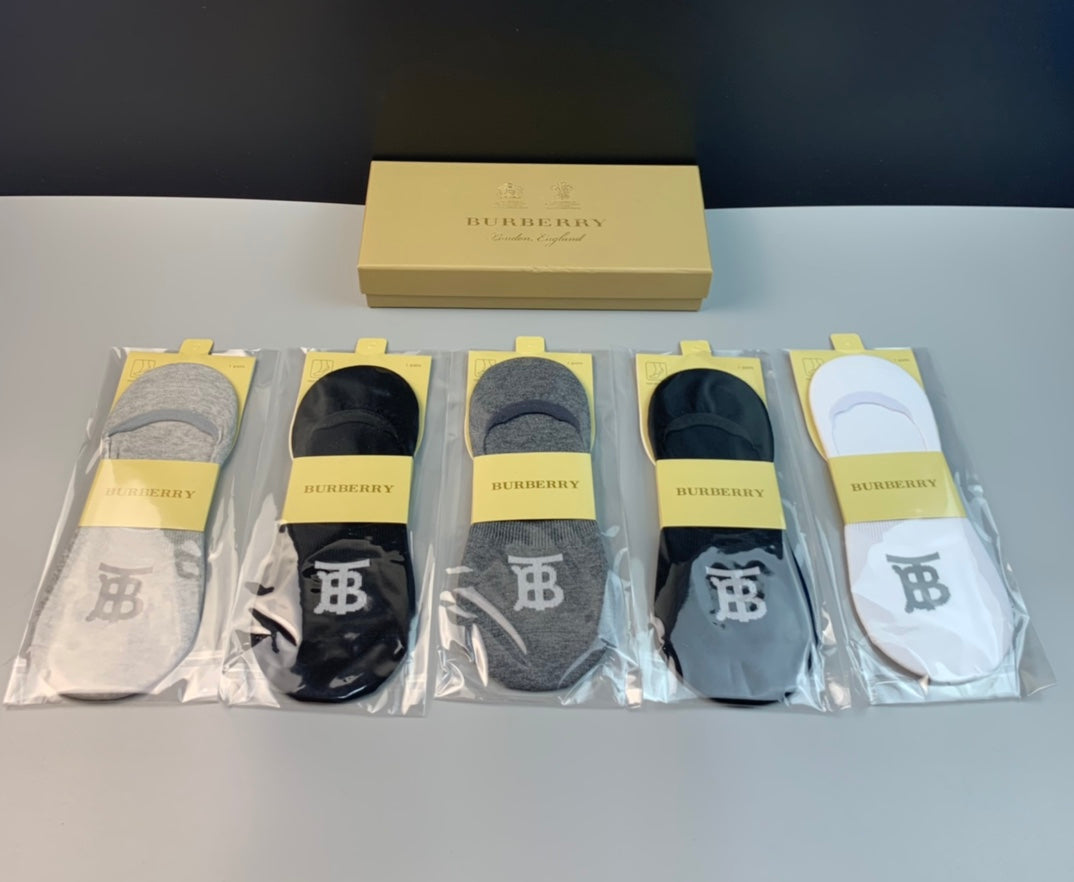 Burberry Neutral Packaged Fine Footbed Marks No-Show Socks, image 1