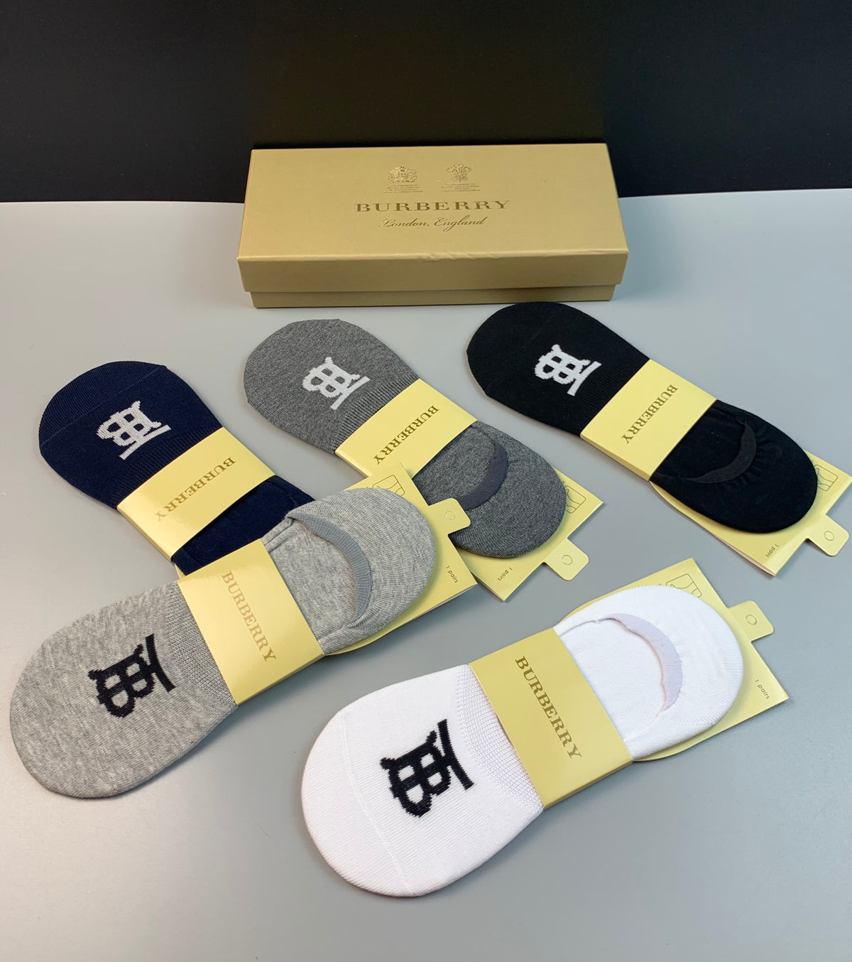 Burberry Neutral Packaged Fine Footbed Marks No-Show Socks, image 6