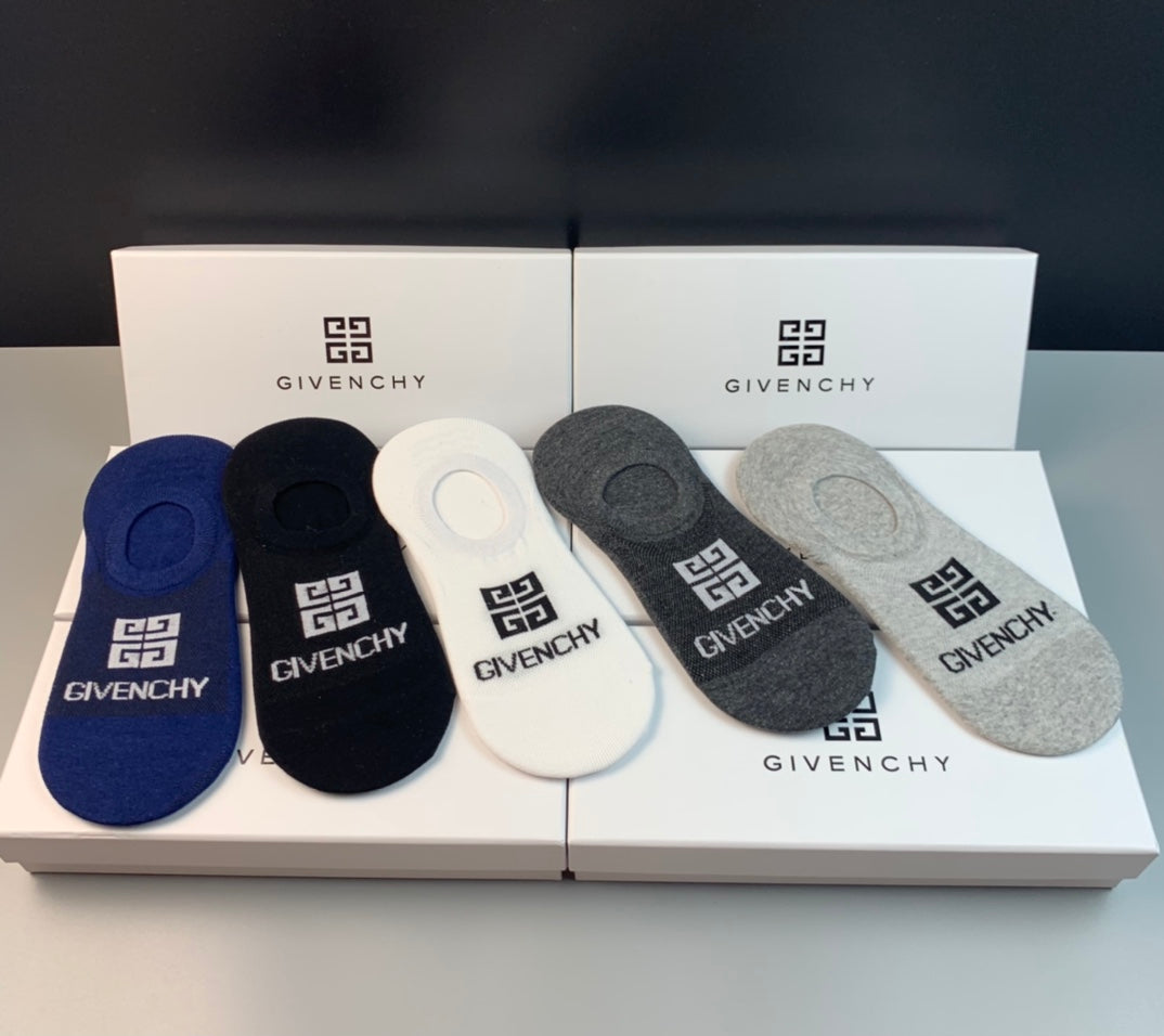 Givenchy Black White Grey Blue Geometric Mark No-Show Socks, image 5