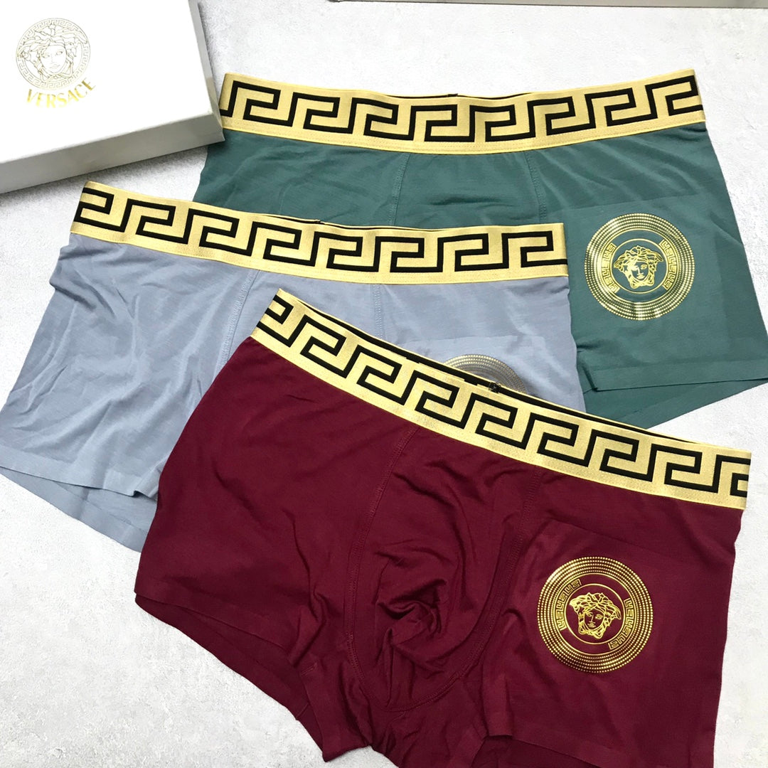 Versace Burgundy Grey Blue Gold Face Boxer Briefs, image 4