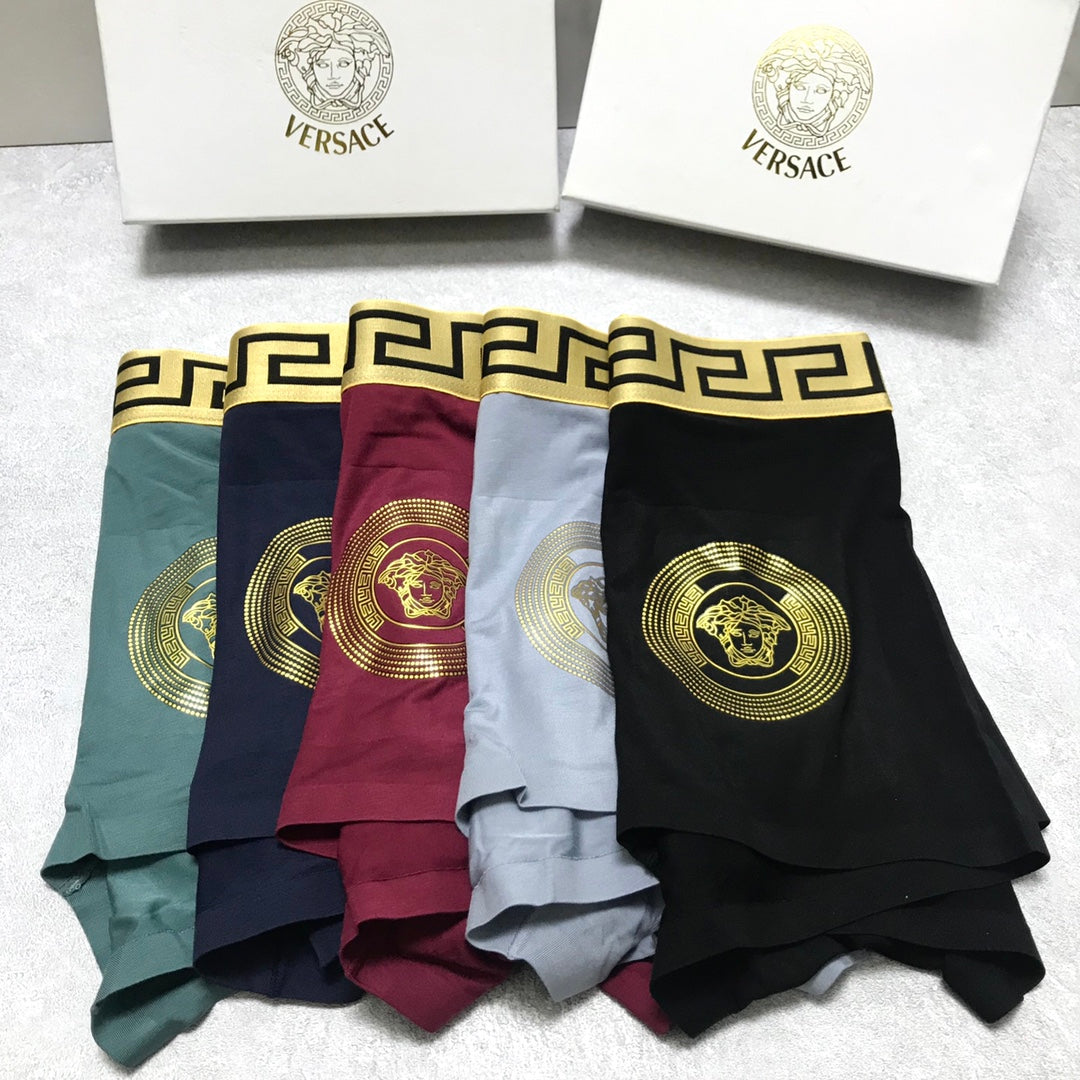 Versace Burgundy Grey Blue Gold Face Boxer Briefs, image 7