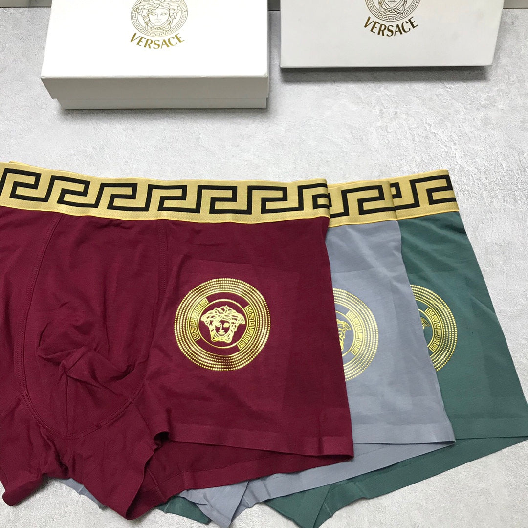 Versace Burgundy Grey Blue Gold Face Boxer Briefs, image 1