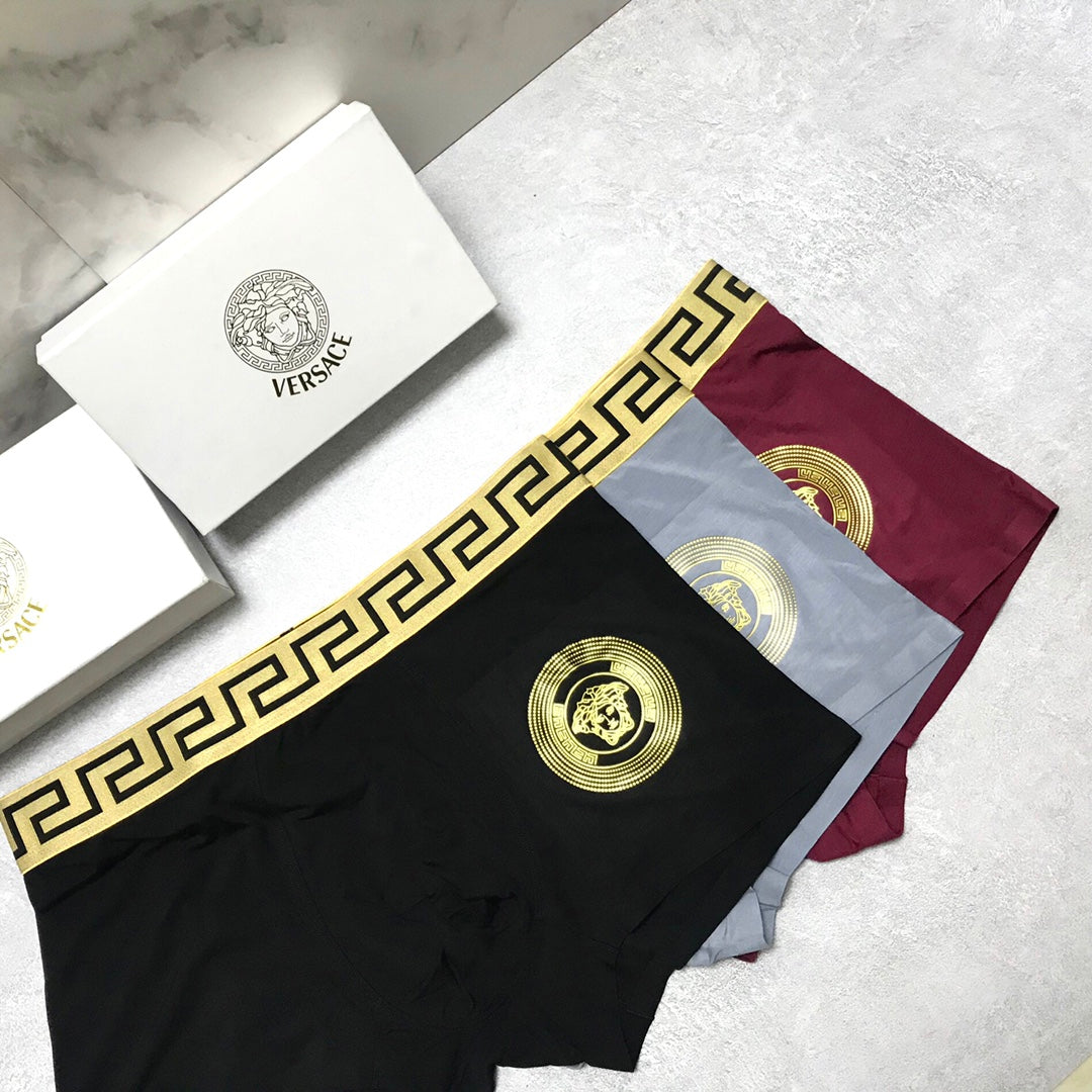 Versace Black Grey Burgundy Gold Face Boxer Briefs, image 3