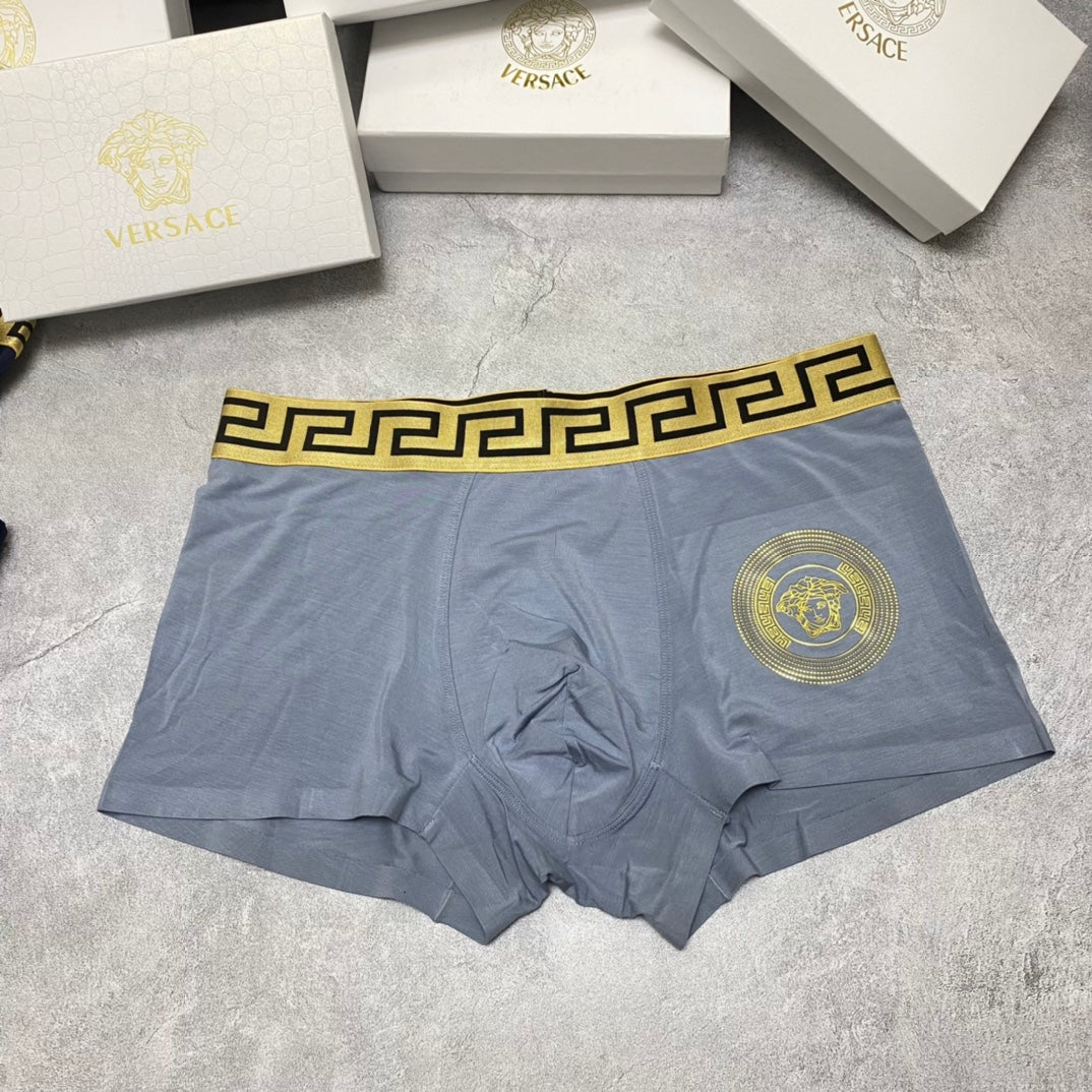 Versace Muted Gold Face Wide Key Waist Boxer Briefs, image 4