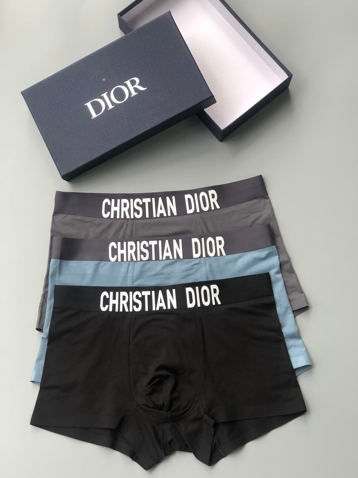 Dior Boxed Bold White Wordmark Bands Boxer Briefs, image 2