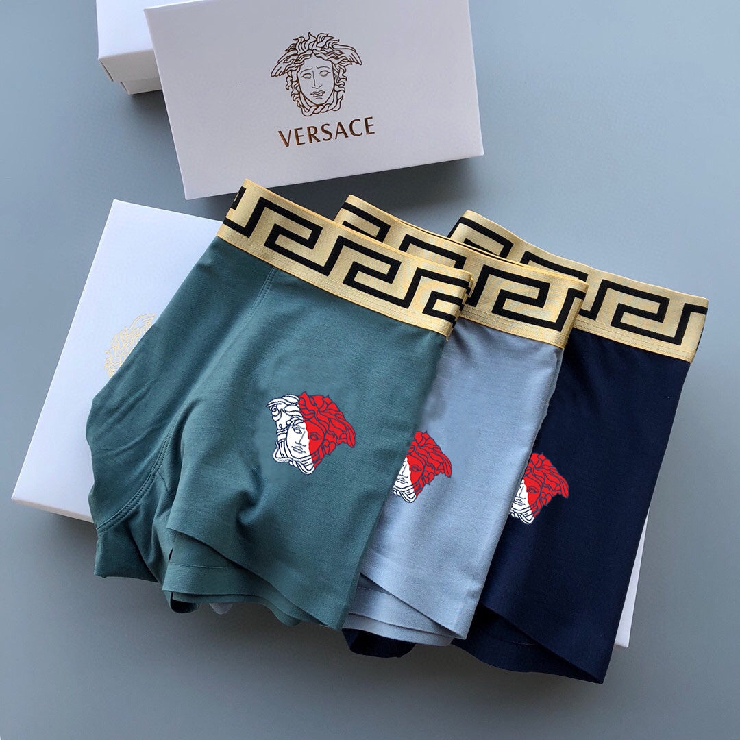 Versace Blue Teal Red Diamond Patch Boxer Briefs, image 3