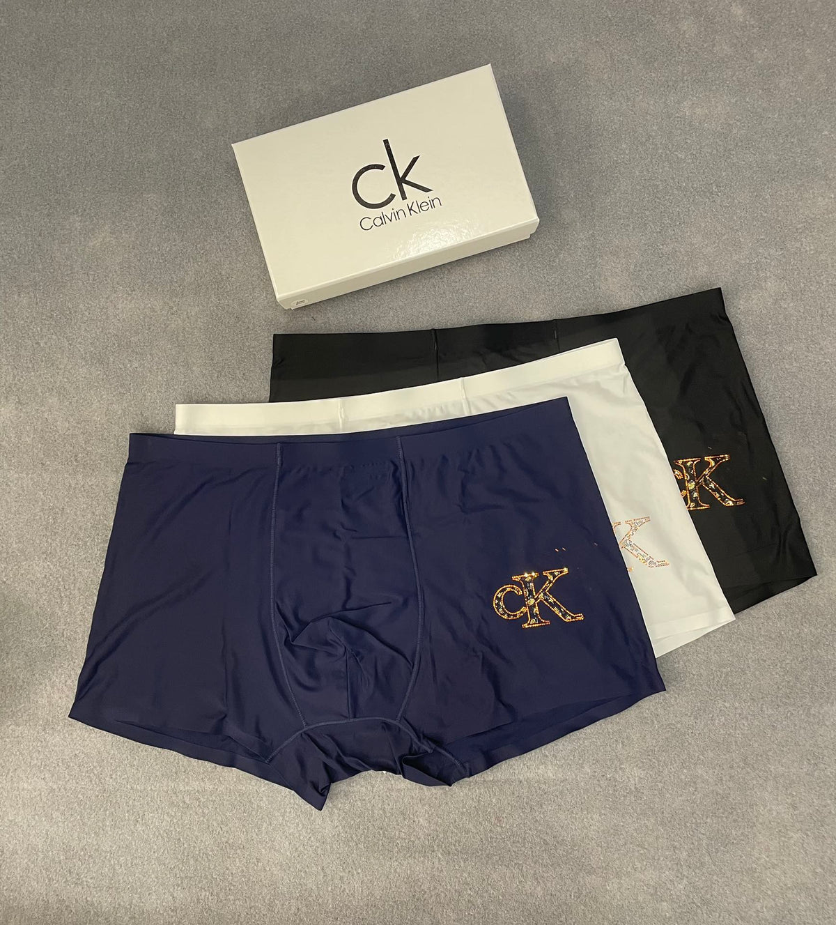 Calvin Klein Navy Gold Folded Monograms Boxer Briefs, image 2