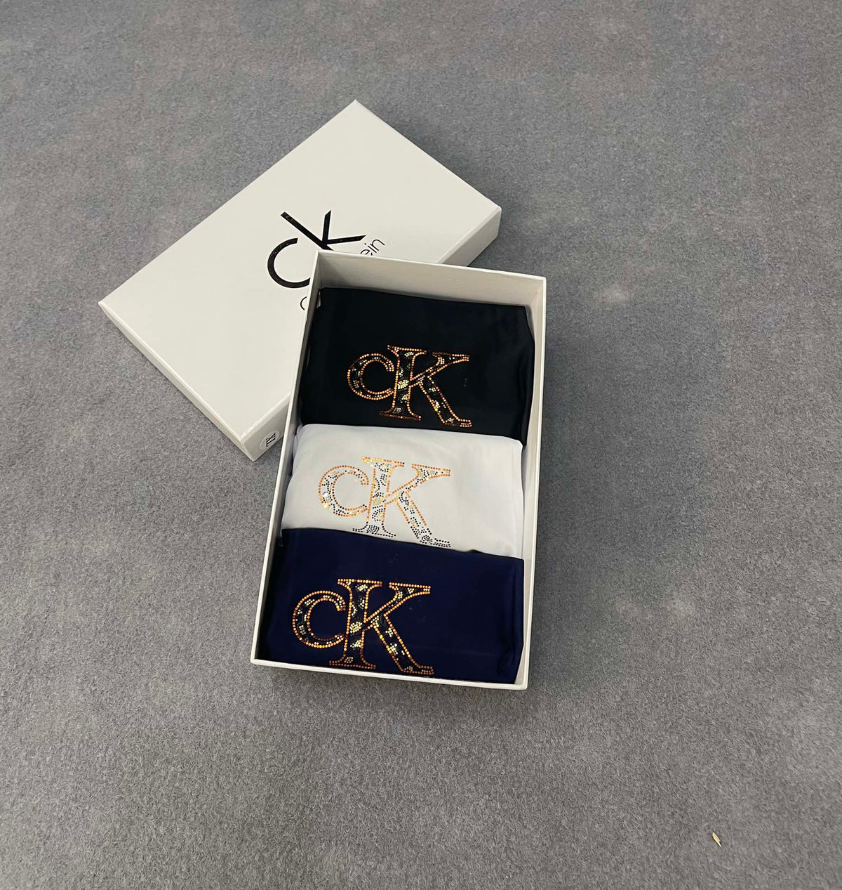 Calvin Klein Navy Gold Folded Monograms Boxer Briefs, image 1