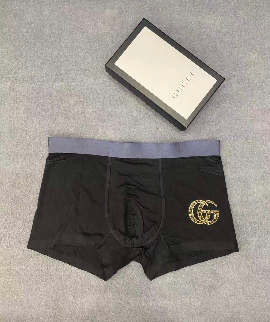 Gucci Boxed Burgundy Gold Double Letters Boxer Briefs, image 4