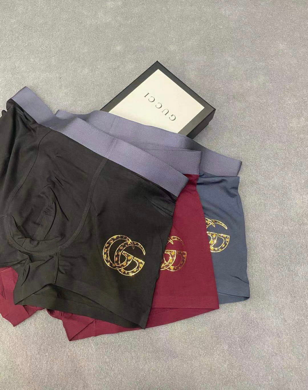 Gucci Boxed Burgundy Gold Double Letters Boxer Briefs, image 5