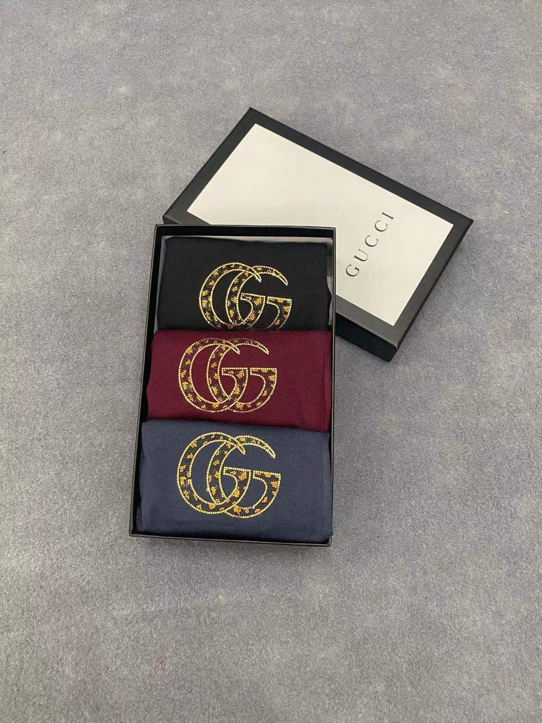 Gucci Boxed Burgundy Gold Double Letters Boxer Briefs, image 1