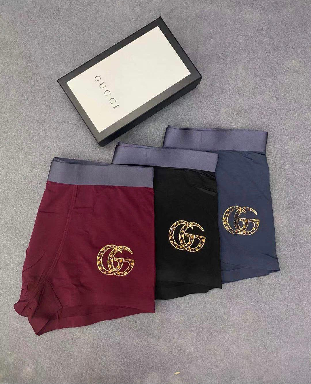 Gucci Boxed Burgundy Gold Double Letters Boxer Briefs, image 6