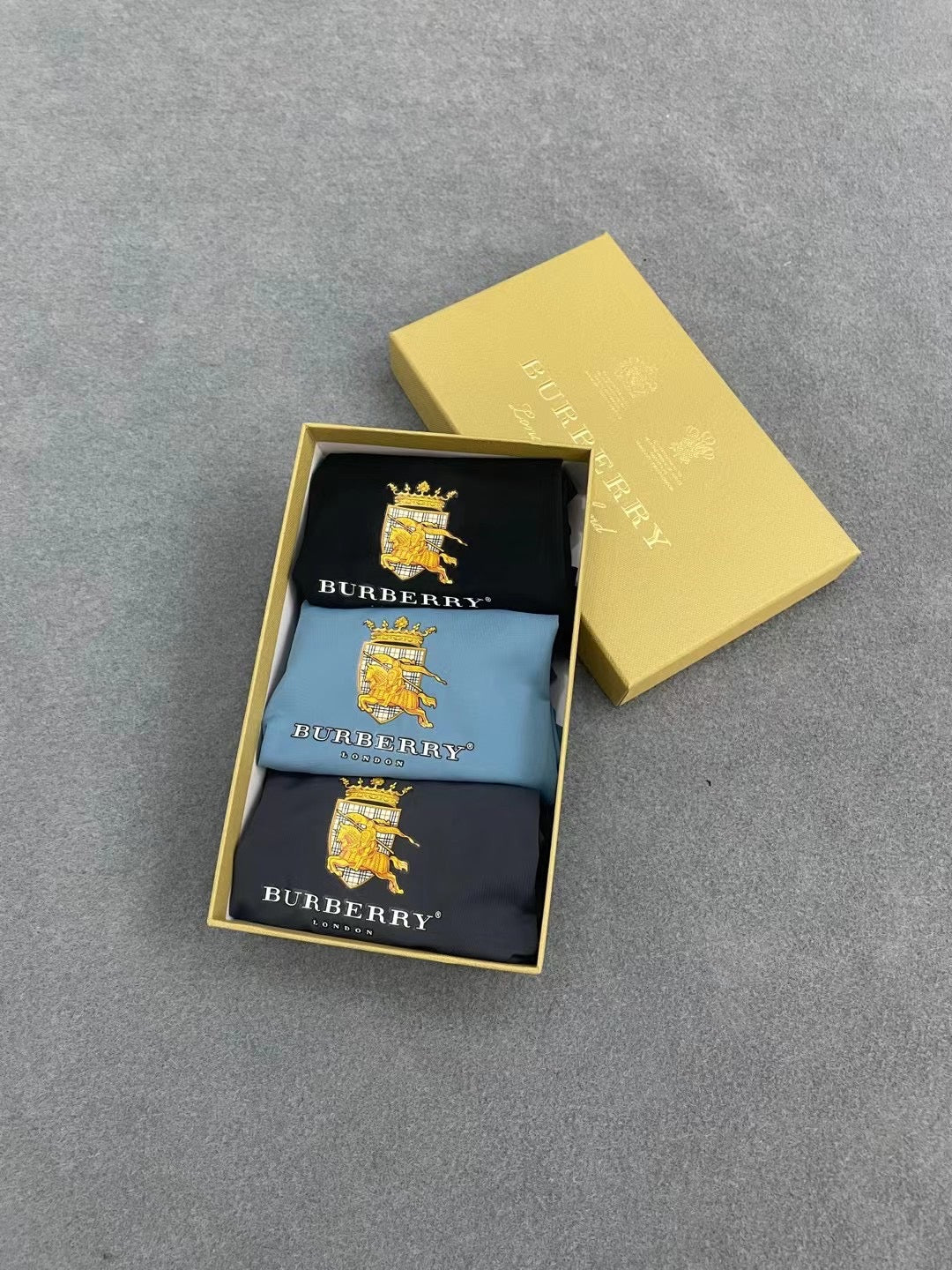 Burberry Boxed Blue Grey Gold Ornamental B Boxer Briefs, image 3