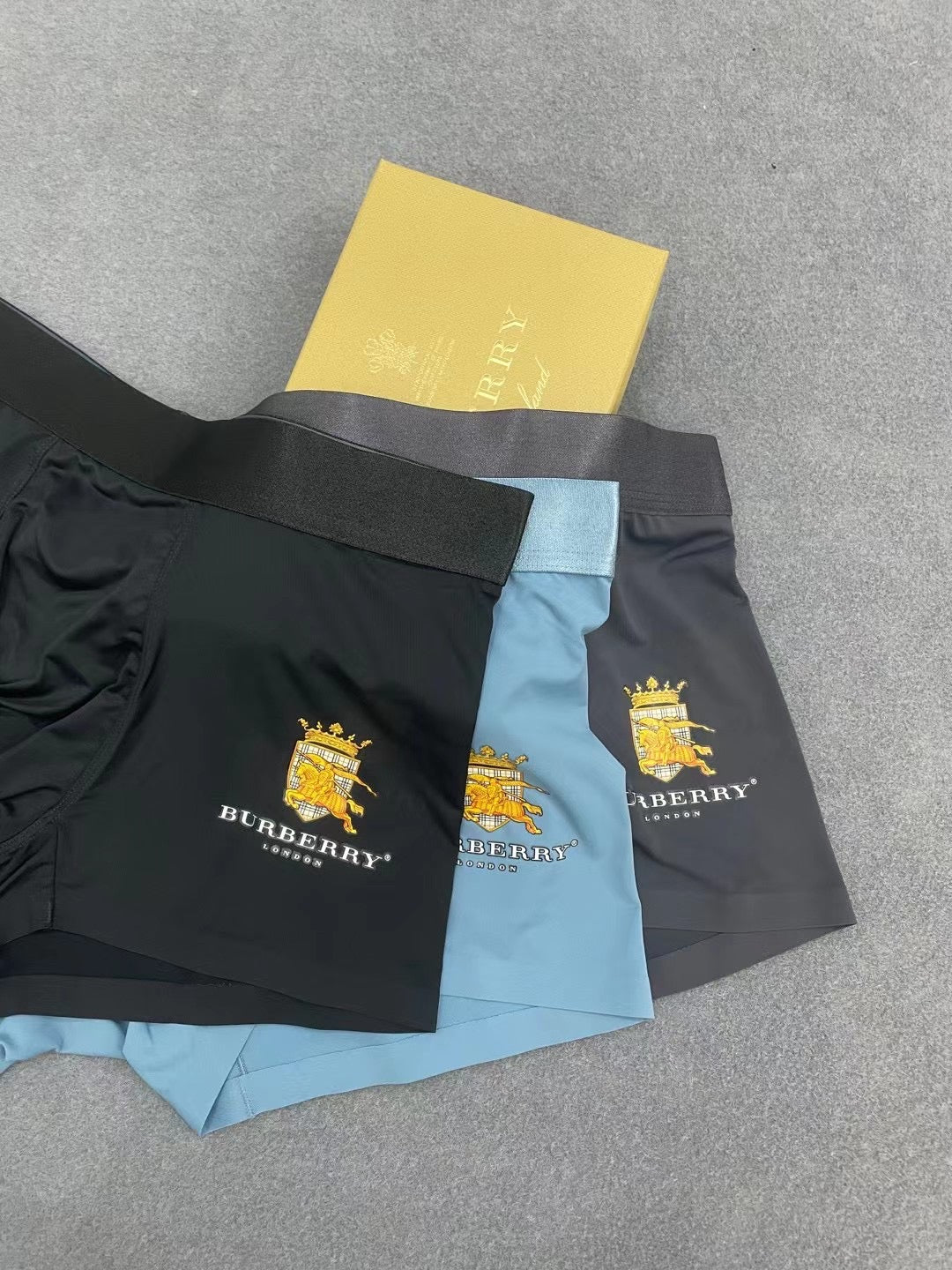 Burberry Boxed Blue Grey Gold Ornamental B Boxer Briefs, image 4