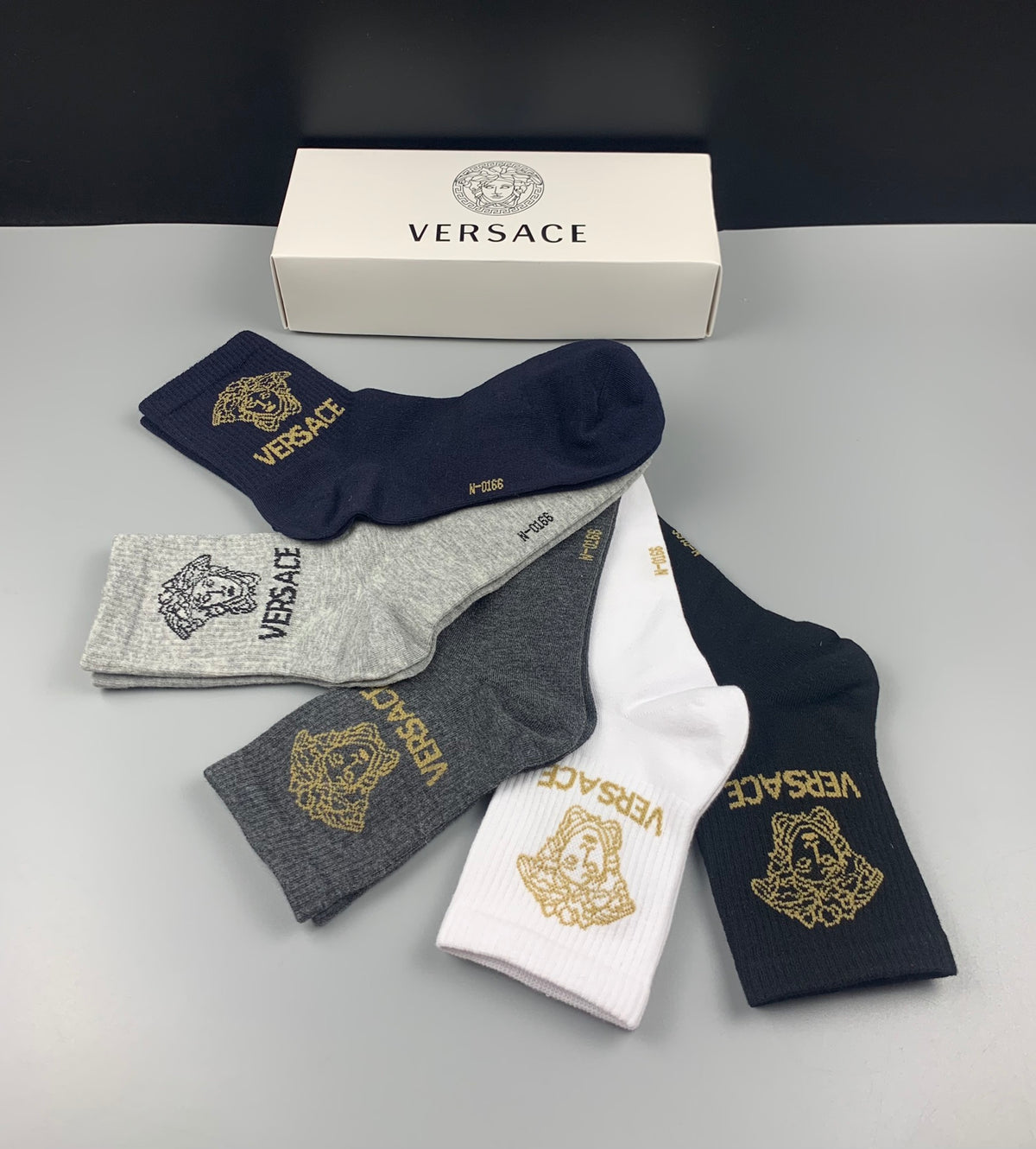 Versace Neutral Small Face Fine Cuffs Ankle Socks, image 3