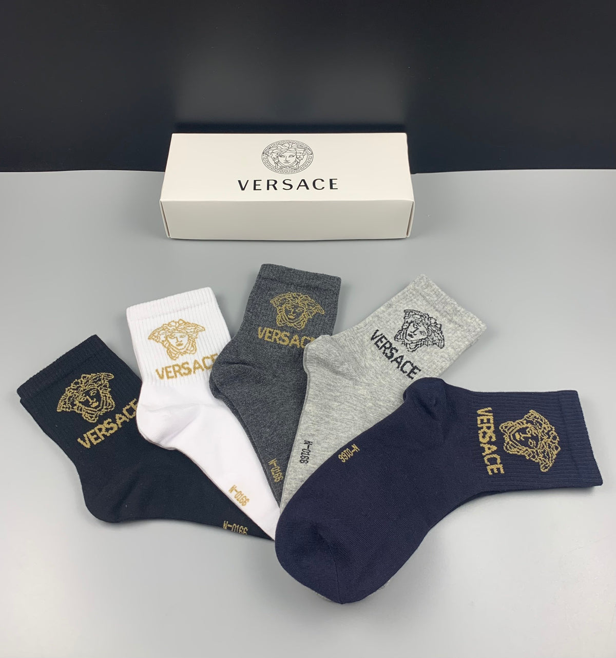 Versace Neutral Small Face Fine Cuffs Ankle Socks, image 2