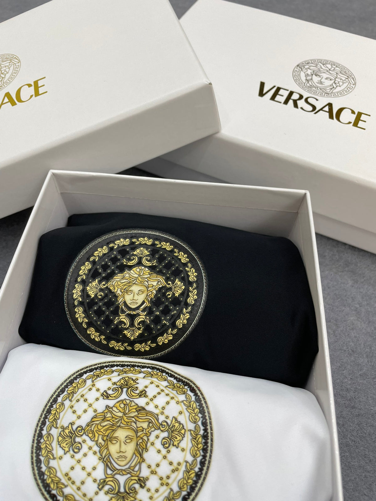 Versace Boxed Blue White Black Gold Face Boxer Briefs, image 9