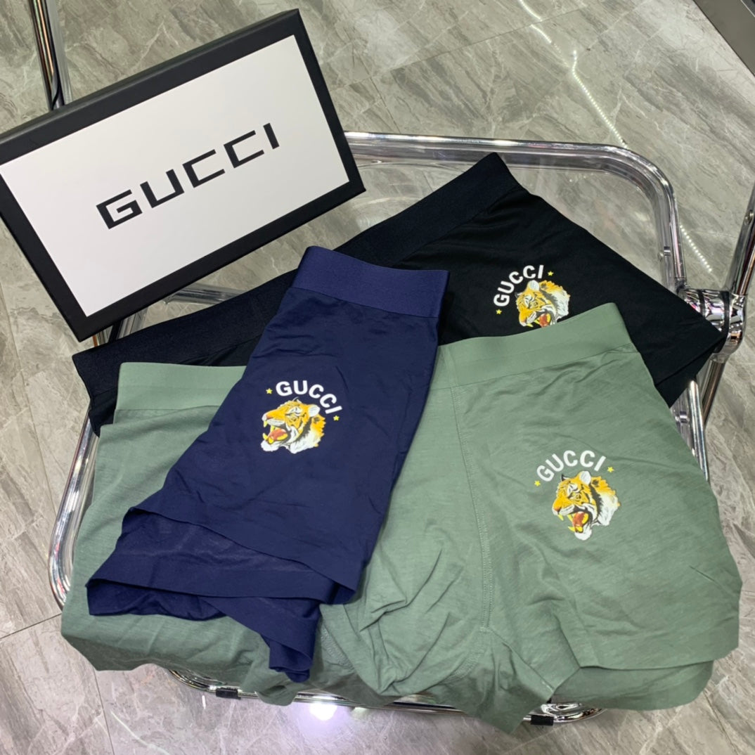 Gucci Green Gold Round Crest Boxer Briefs, image 6