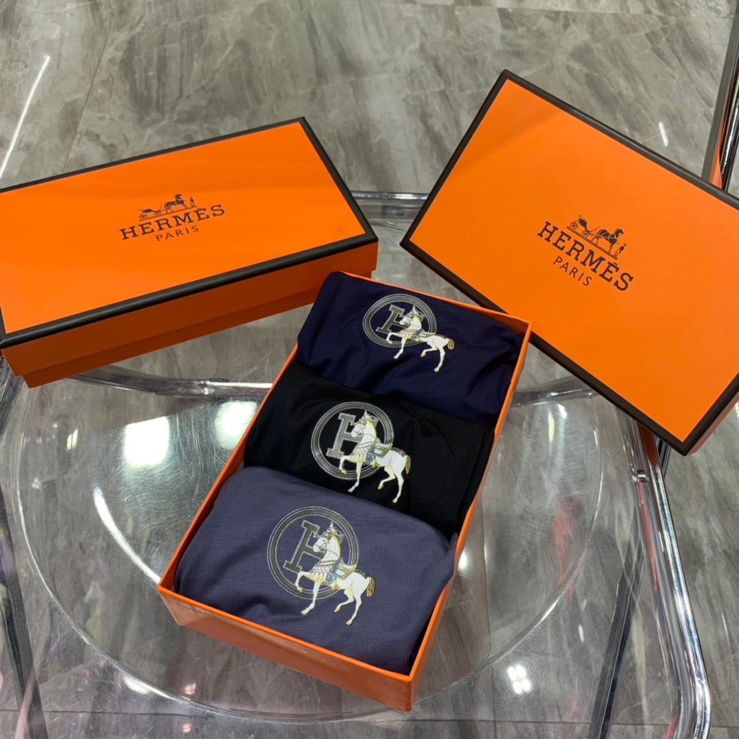 Hermès Black Grey Small Horse Motif Boxer Briefs, image 7