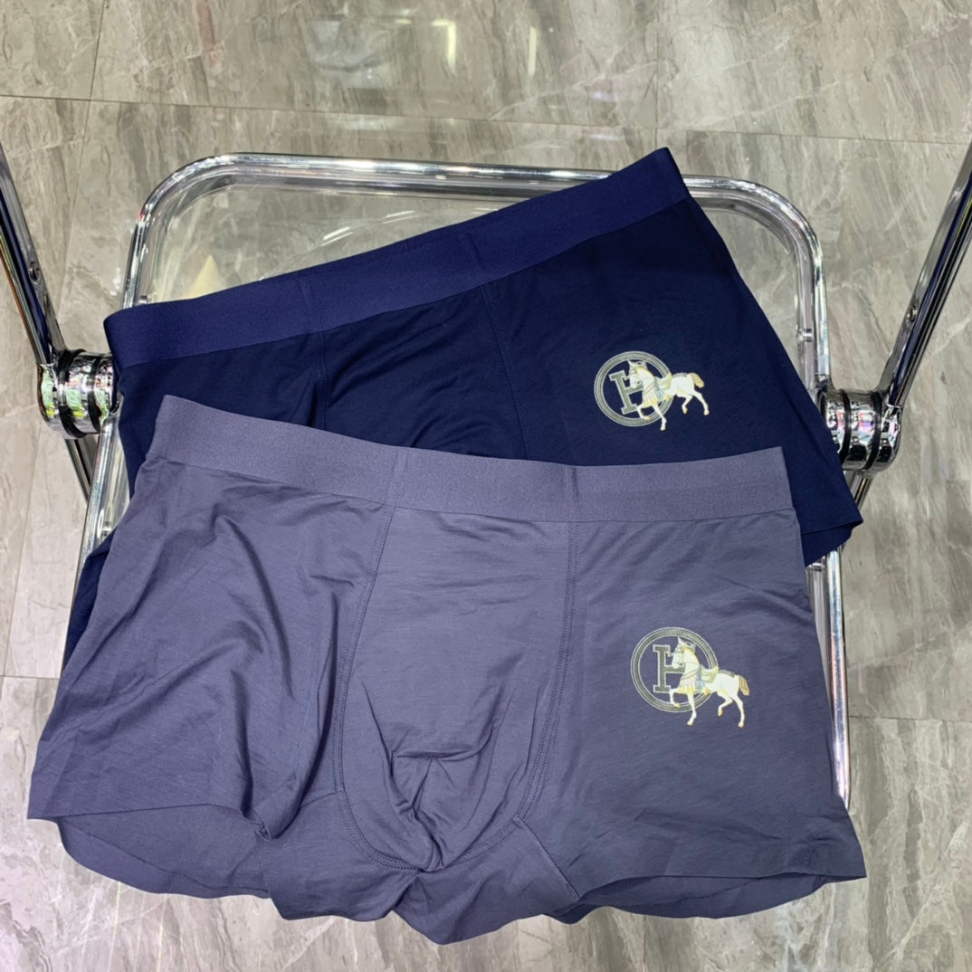 Hermès Black Grey Small Horse Motif Boxer Briefs, image 4