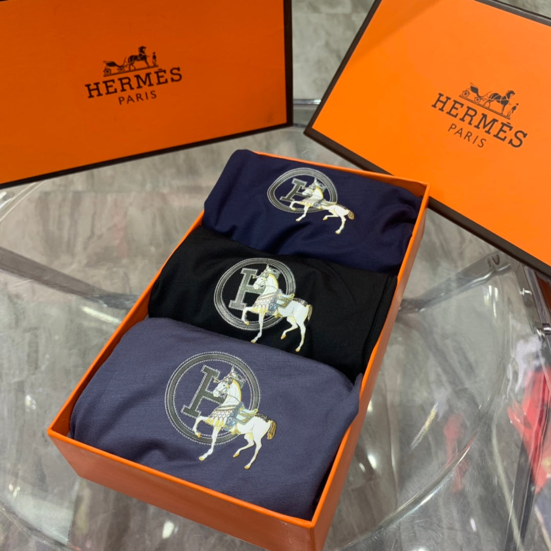 Hermès Black Grey Small Horse Motif Boxer Briefs, image 8