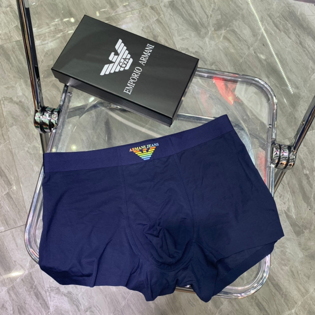 Emporio Armani Blue Plain Wing Waistband Boxer Briefs, image 3